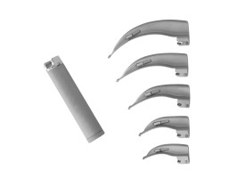 Kit Laringoscópio Convencional Led Com 5 Laminas Curvas Aço Inox 1,2,3,4,5 Missouri