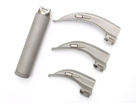 Kit Laringoscopio Convencional Led Com 3 Laminas Curvas Aço Inox 1,2,3 Missouri 