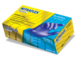 Luva Procedimento Nitrilo Azul NITRAFLEX Medical com 100 unidades - BlueSail