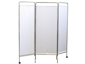 Biombo Triplo Hospitalar Inox Rodízios e Cortinas Pvc