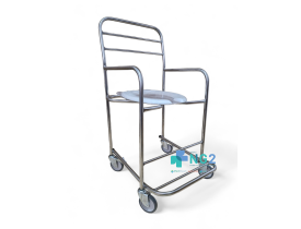 Cadeira de Banho Inox Hospitalar com Rodízios Giratórios