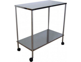 Mesa Auxiliar Inox 40x80x80cm com Rodízios