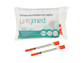 Seringa de Insulina 1,0ml  U-100 com Agulha 6mmx0,25mm Uniqmed 10 Unidades