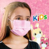 Máscara Descartável Infantil Rosa Tripla Camada com Elástico cx50un Fênix Mundial Kids 