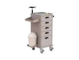 Carro para Medicamentos Beira de Leito Tampo Inox 5 Gavetas