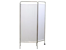 Biombo Duplo Aço Inox, Dobrável com Rodízios e Cortinas Pvc