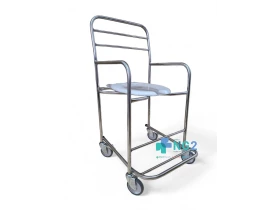 Cadeira de Banho Inox Hospitalar com Rodízios Giratórios