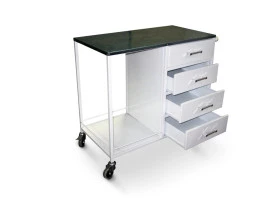 Carro de Parada e Emergência Hospitalar Tampo Inox C/ Suporte de Soro e Tabua de Massagem Cardíaca