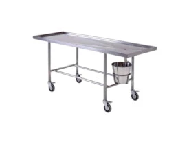Carro Maca Inox para Transporte de Óbito - Necrópsia com Dreno e Balde