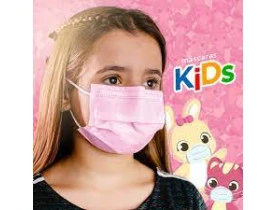 Máscara Descartável Infantil Rosa Tripla Camada com Elástico cx50un Fênix Mundial Kids 
