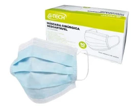 Máscara Cirúrgica Descartável Tripla ccm Elástico G-tech Caixa com 50un