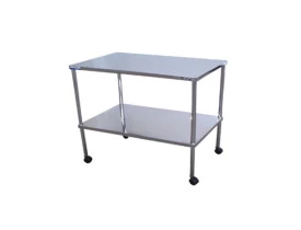 Mesa Auxiliar Inox 50x90x80cm com Rodízios