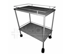 Mesa Auxiliar Aço Inox 43x93x80 cm - Com Varanda e Rodízios 