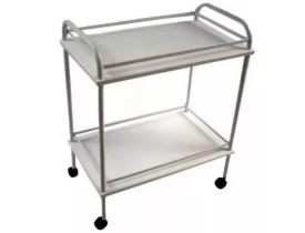 Mesa Auxiliar Aço Inox 40x60x80cm com Varandas, Alças e Rodízios 
