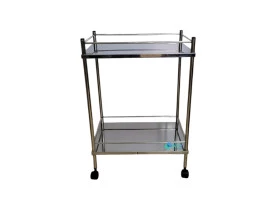 mesa auxiliar com varandas e rodizios aço inox 40x60