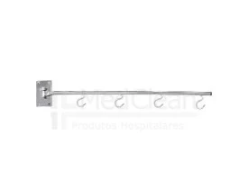 Suporte para Soro de Parede Aço Inox 4 Ganchos Articulável 180°
