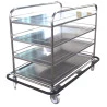 Carro Para Transporte de Bandejas - 04 prateleiras - Aço Inox