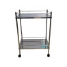 mesa auxiliar com varandas e rodizios aço inox 40x60