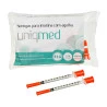 Seringa de Insulina 1,0ml  U-100 com Agulha 6mmx0,25mm Uniqmed 10 Unidades